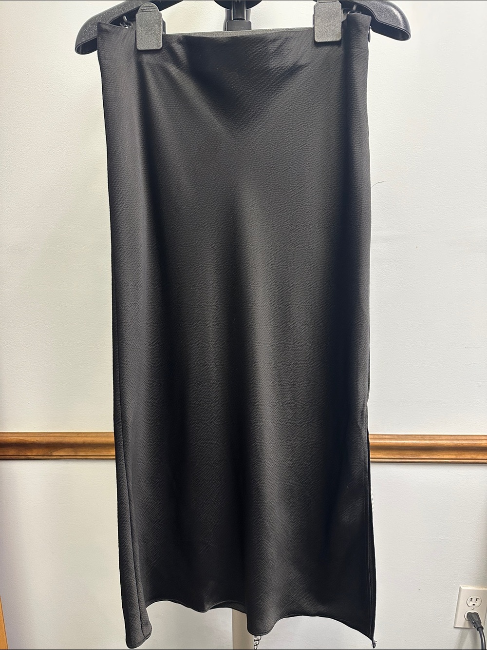 H&M Black Satin Maxi Skirt — Sleek Elegant Slip Style
